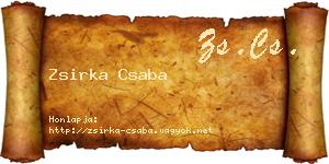 Zsirka Csaba névjegykártya